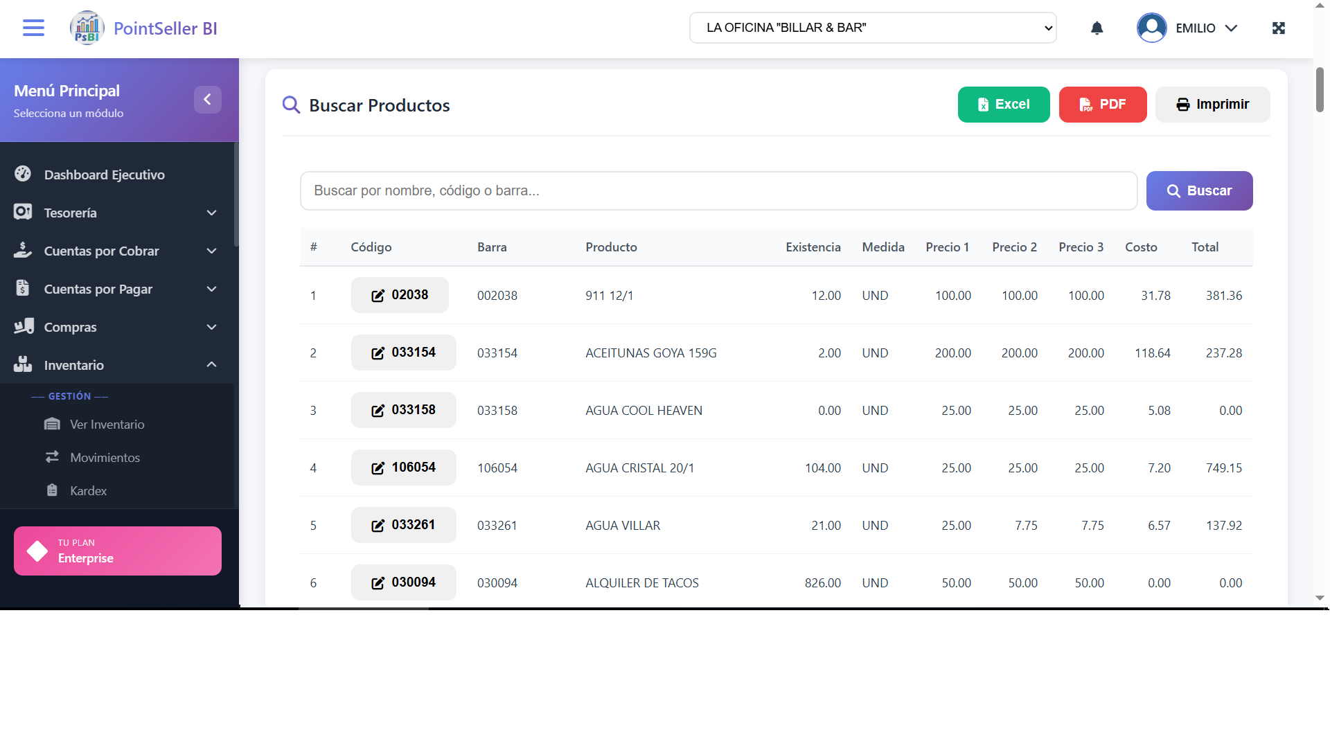 Reporte de Inventario - Control de existencias y productos